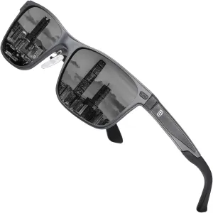 DUCO Polarized Sunglasses for Men Lightweight Carbon Fiber UV400 Protection Square Sun Glasses 8207
