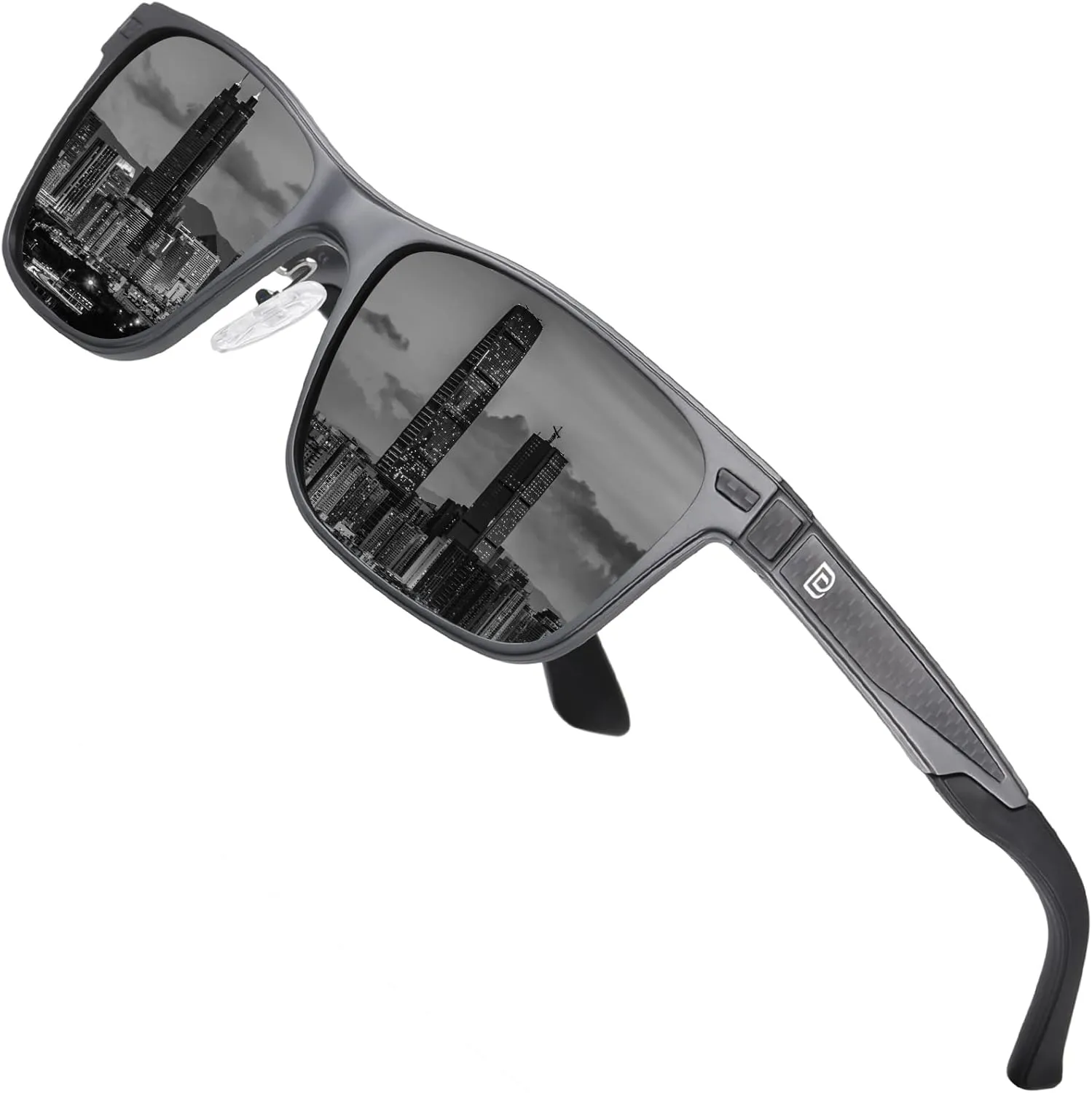 DUCO Polarized Sunglasses for Men Lightweight Carbon Fiber UV400 Protection Square Sun Glasses 8207