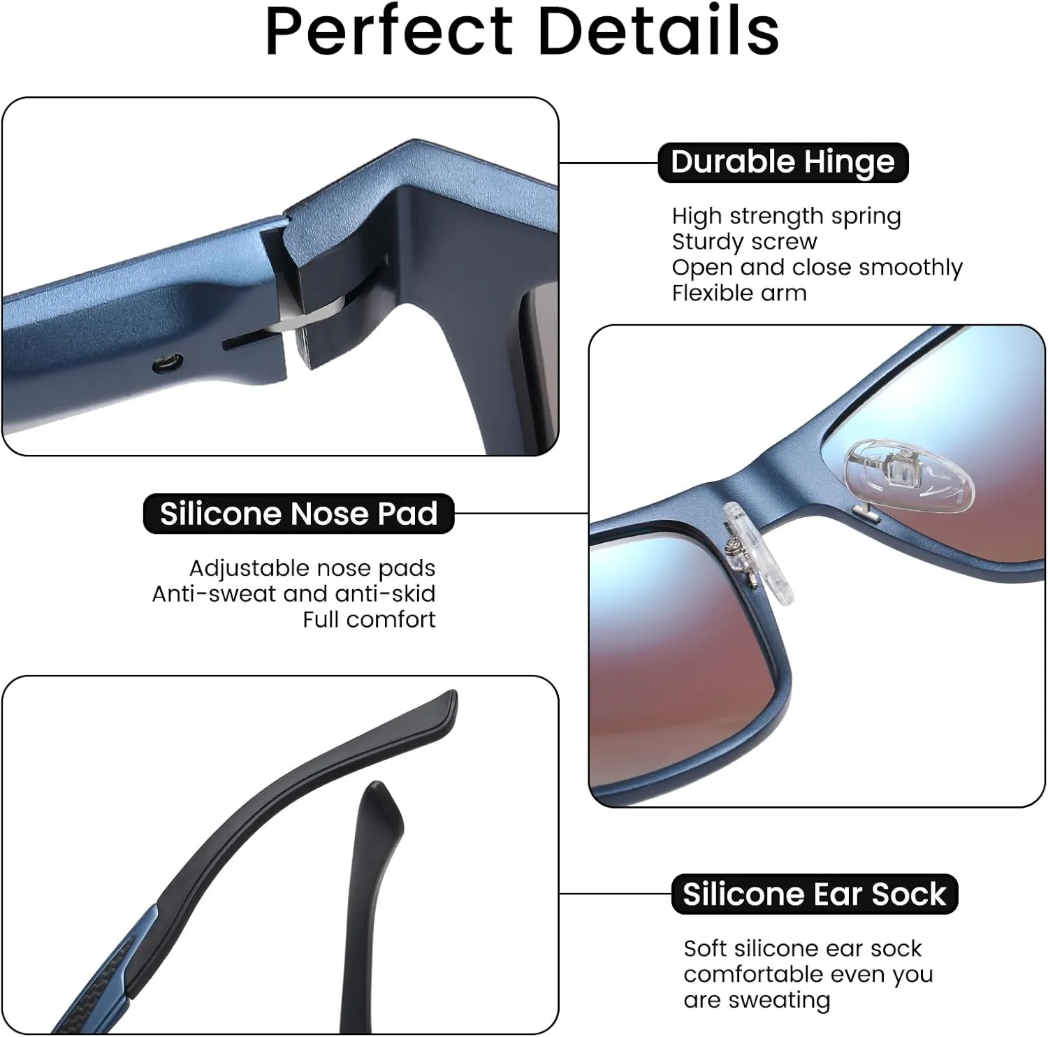 DUCO Polarized Sunglasses for Men Lightweight Carbon Fiber UV400 Protection Square Sun Glasses 8207