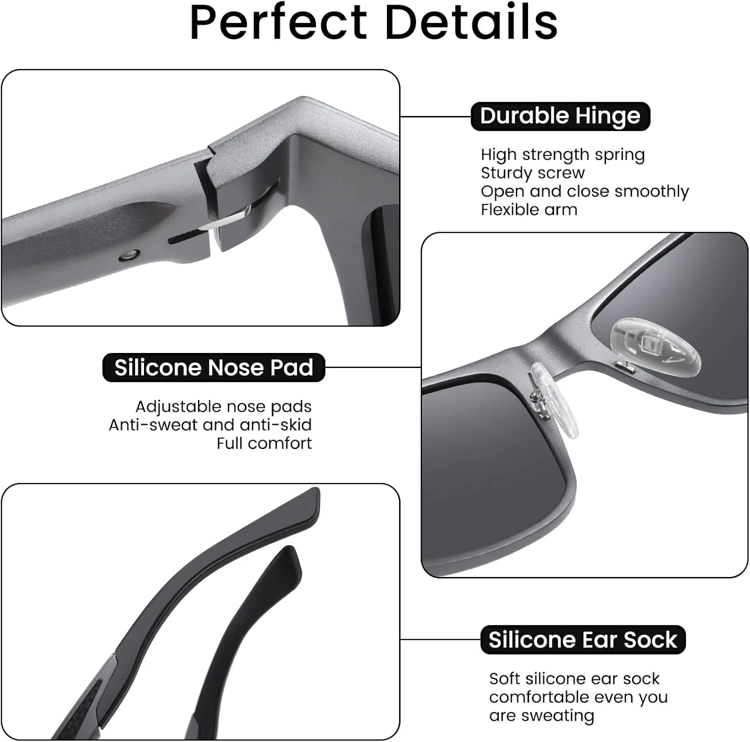 DUCO Polarized Sunglasses for Men Lightweight Carbon Fiber UV400 Protection Square Sun Glasses 8207
