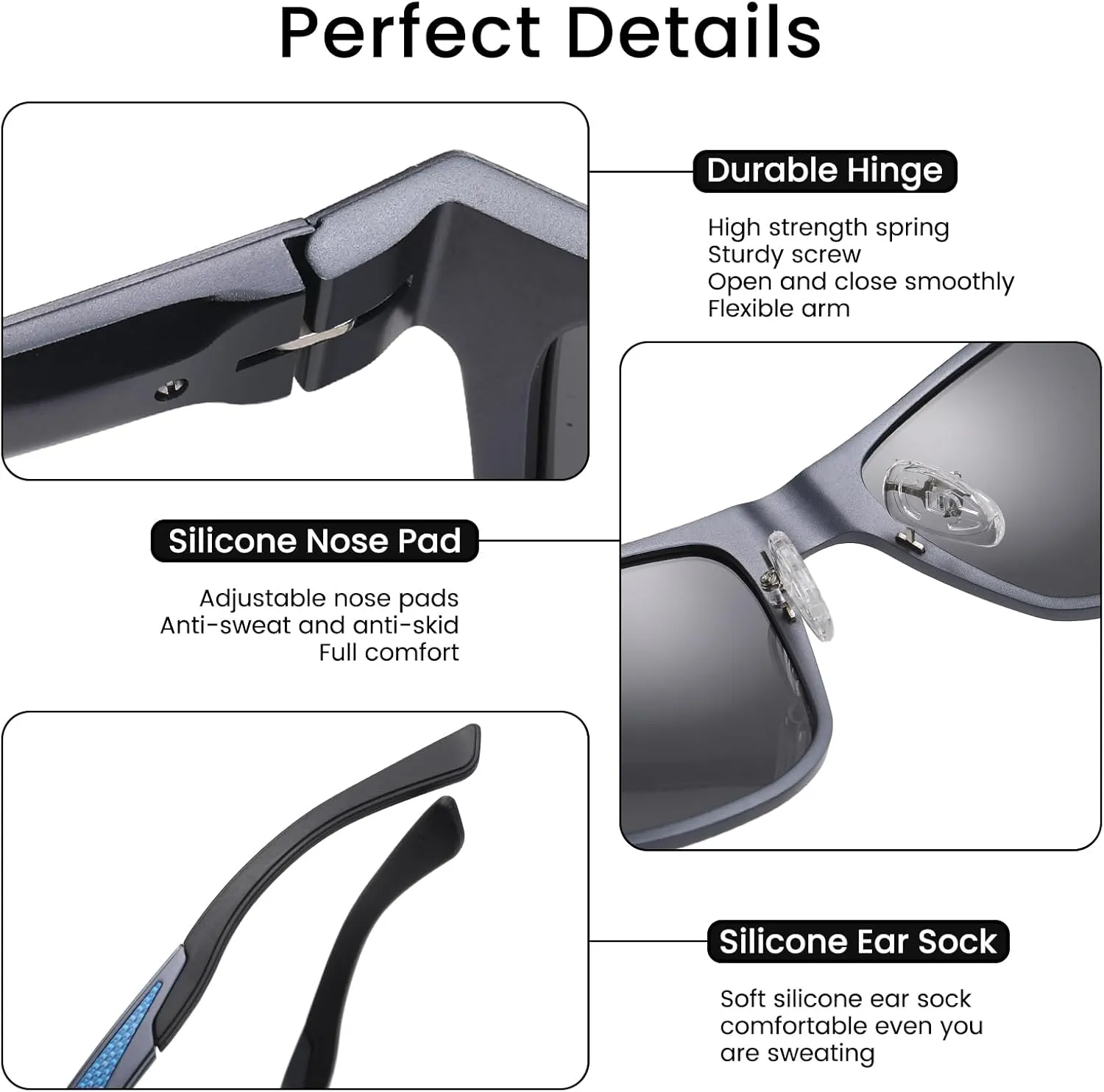 DUCO Polarized Sunglasses for Men Lightweight Carbon Fiber UV400 Protection Square Sun Glasses 8207