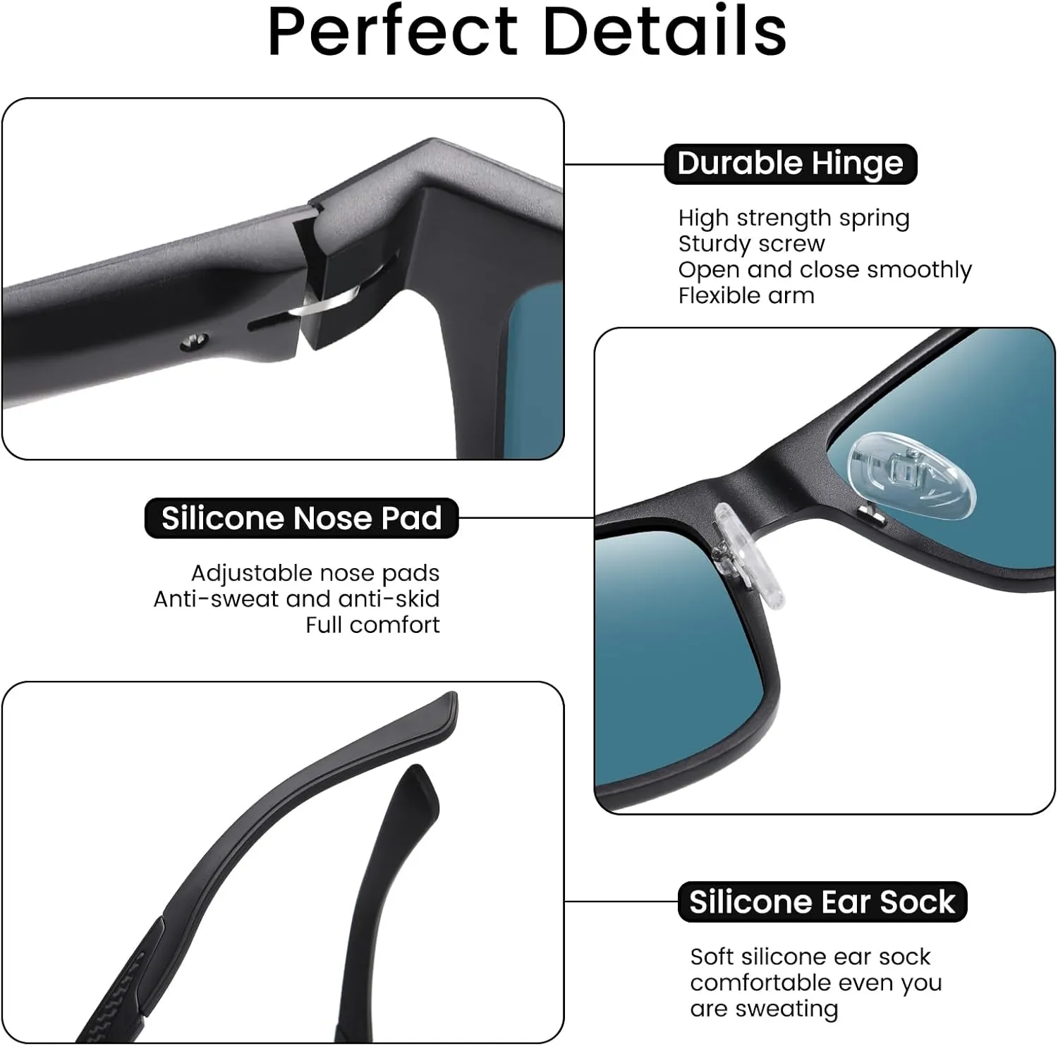 DUCO Polarized Sunglasses for Men Lightweight Carbon Fiber UV400 Protection Square Sun Glasses 8207