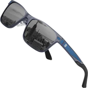 DUCO Polarized Sunglasses for Men Lightweight Carbon Fiber UV400 Protection Square Sun Glasses 8207