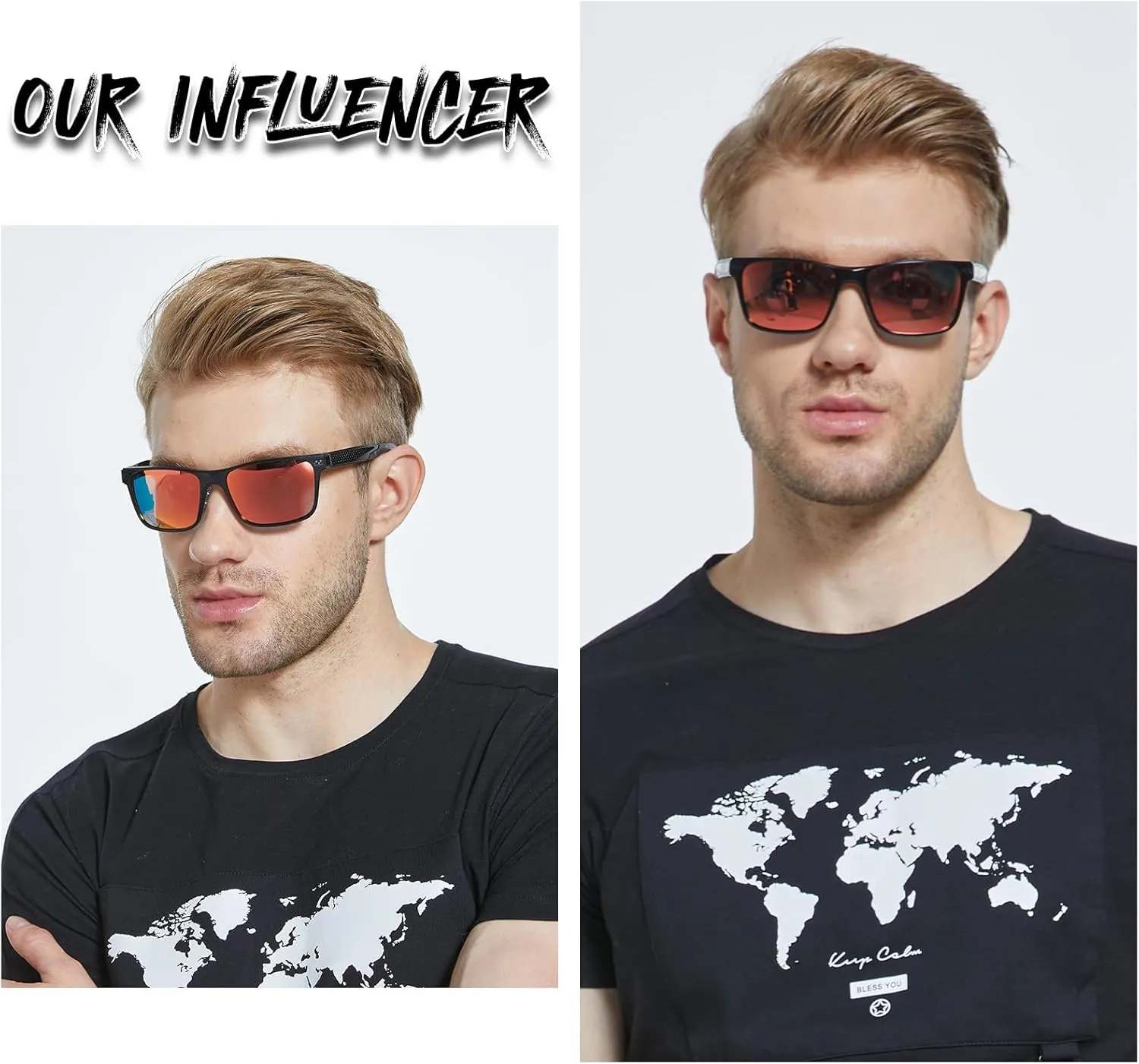 DUCO Polarized Sunglasses for Men Lightweight Carbon Fiber UV400 Protection Square Sun Glasses 8207