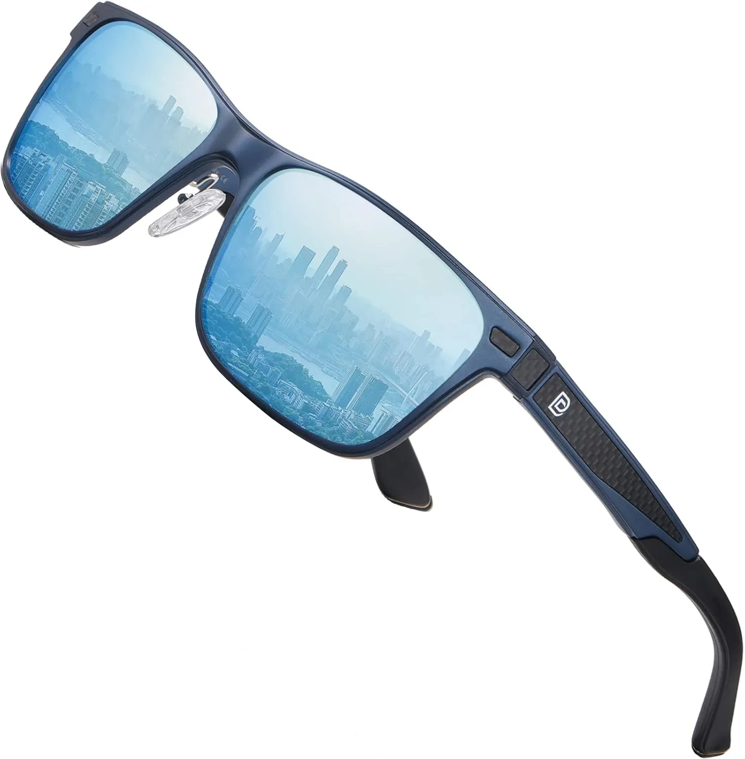 DUCO Polarized Sunglasses for Men Lightweight Carbon Fiber UV400 Protection Square Sun Glasses 8207