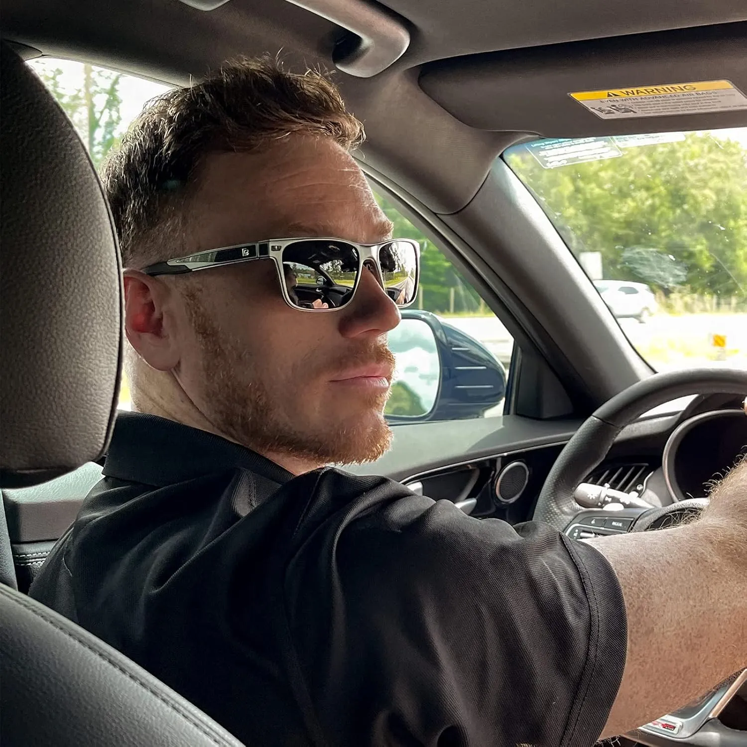 DUCO Polarized Sunglasses for Men Lightweight Carbon Fiber UV400 Protection Square Sun Glasses 8207