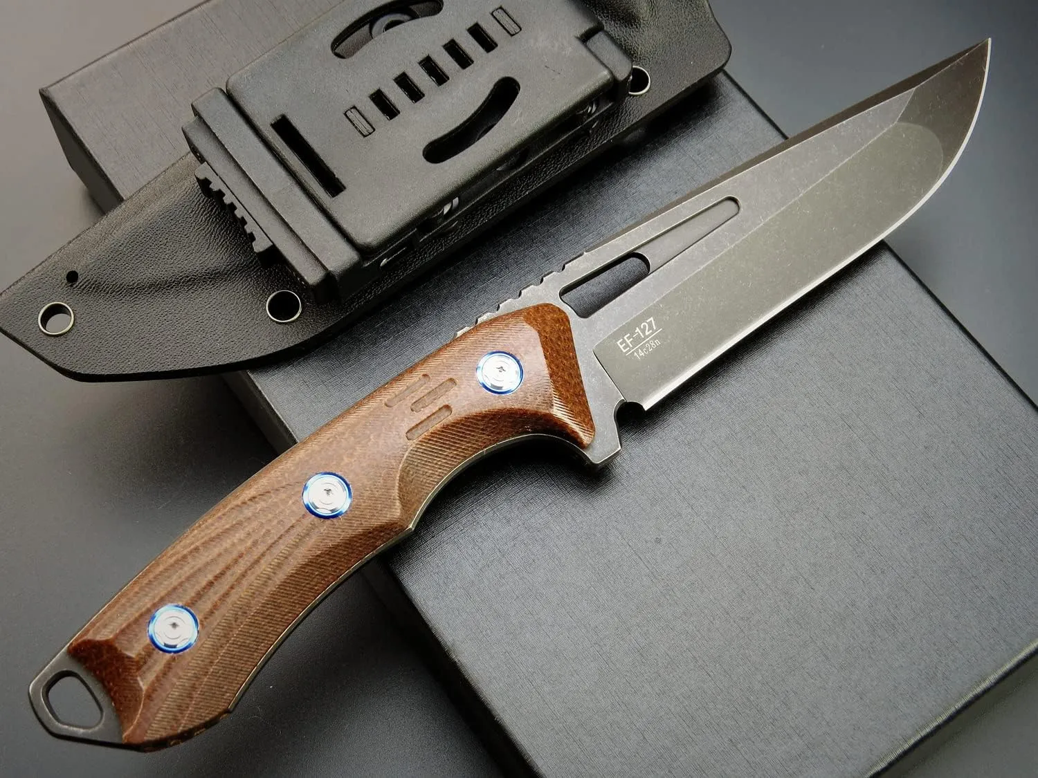 Eafengrow EF127 Fixed Blade Knife 14C28N Steel Blade, G10/Micarta Handle Full Tang Fixed Knifes for Working Camping Hunting Survival Heavy Duty EDC Tool Knife