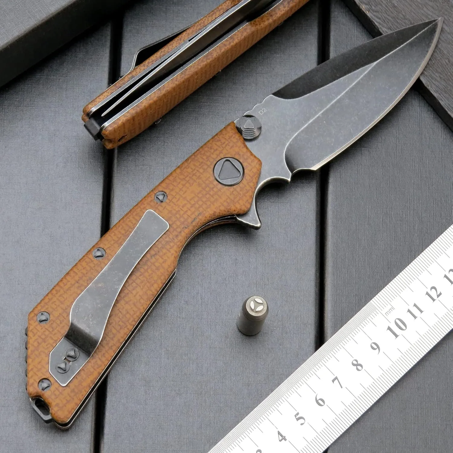Eafengrow EF335 Folding Knives D2 Blade and Micarta Handle,5 inch Closed EDC Pocket Folding Knife with Clip (Micarta Brown)