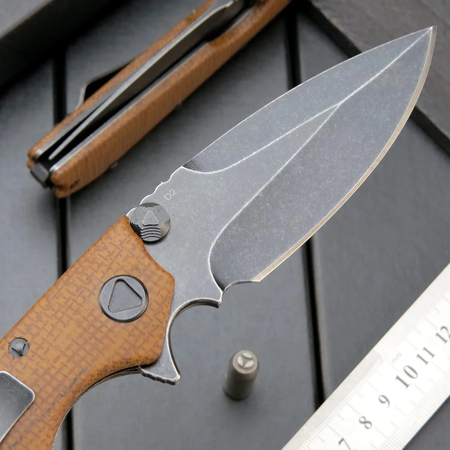 Eafengrow EF335 Folding Knives D2 Blade and Micarta Handle,5 inch Closed EDC Pocket Folding Knife with Clip (Micarta Brown)