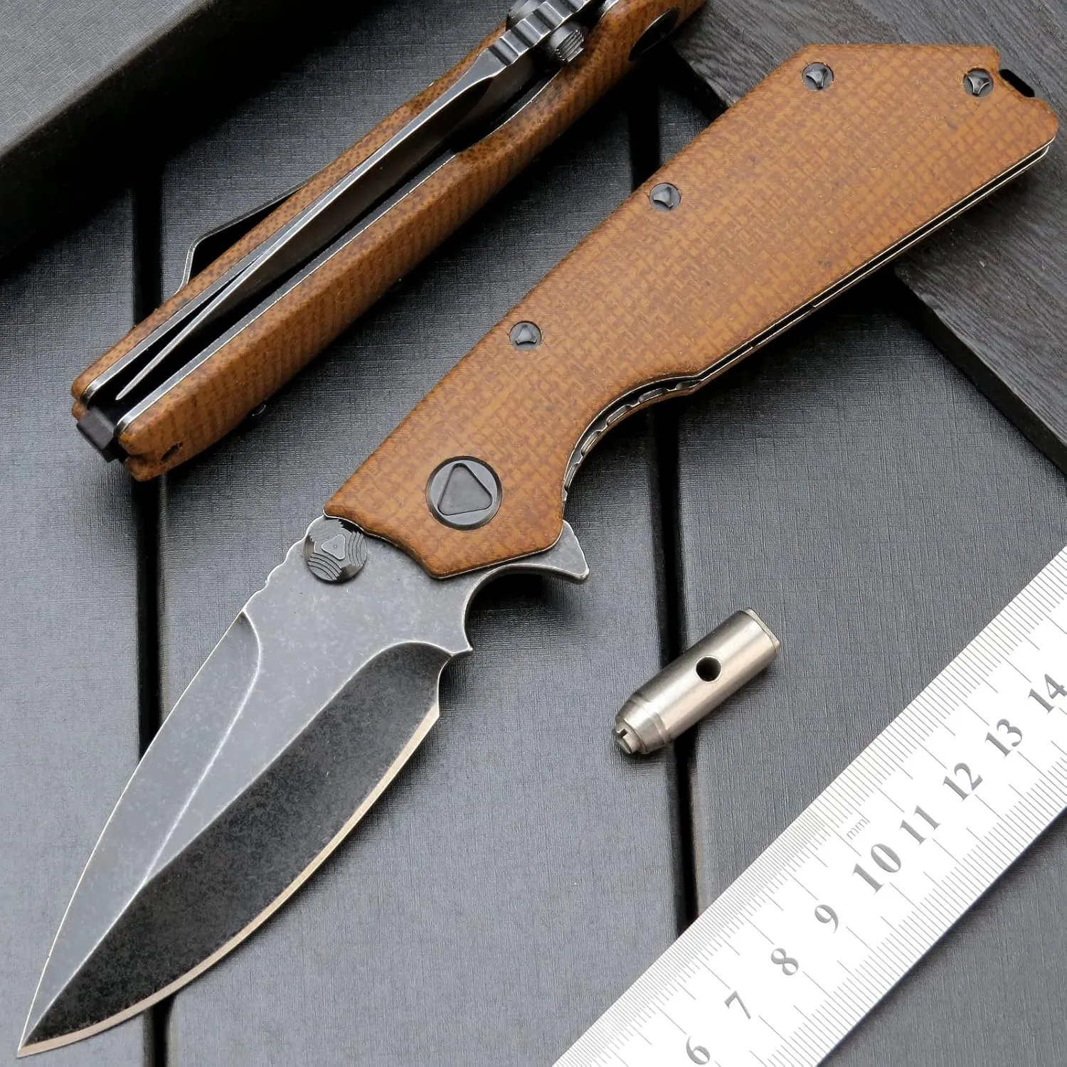 Eafengrow EF335 Folding Knives D2 Blade and Micarta Handle,5 inch Closed EDC Pocket Folding Knife with Clip (Micarta Brown)