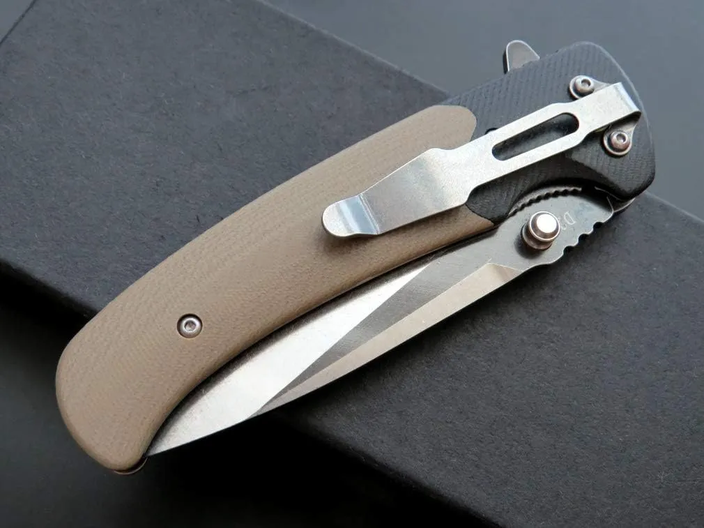 Eafengrow EF67 Pocket Knife with Metal Clip,D2 Steel Blade G10 Handle EDC folding knife Tool Liner Lock for Tourist Outdoor Camping Hiking Tactical (EF67-desert)