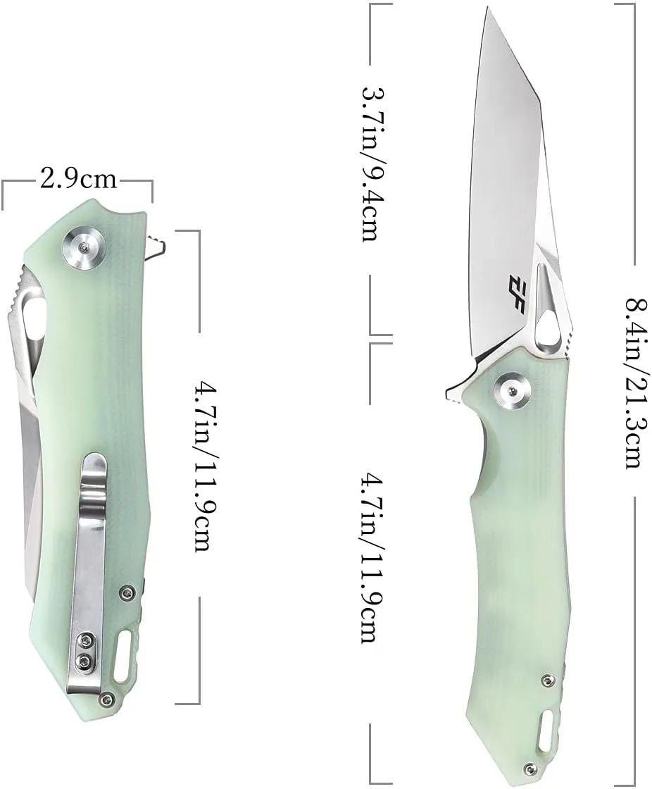 Eafengrow EF934 Pocket Knife D2 Steel Blade Folding Knife G10 Handle Liner Lock Camping Survival Tool Knives for Outdoor Camping Survival Hiking(jade)