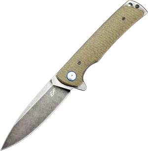 Eafengrow EF973 Folding Knife, D2 Steel Blade Micarta Handle Scale Pocket Knife Folder for Working Camping Hiking EDC Tool Knife（army green