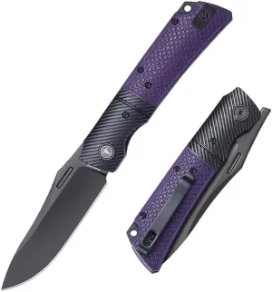 EDC Folding Knife - 3.59" Pocket Knife with G10 Handle with Pocket Clip & Steel Bolster for Man,14C28N Steel Outdoor Camping Knife for Hiking, Fishing, Survival (HRC59-60)- XUN123-PGB ( PVD Blade )