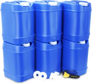 Emergency Water Storage Containers - 5 Gallon Each Water Storage Tank w/Lids   Spigot - Water Storage Container, Emergency Water Container, Survival Storage Tank - Stackable (30 Gallons (6 Tanks))