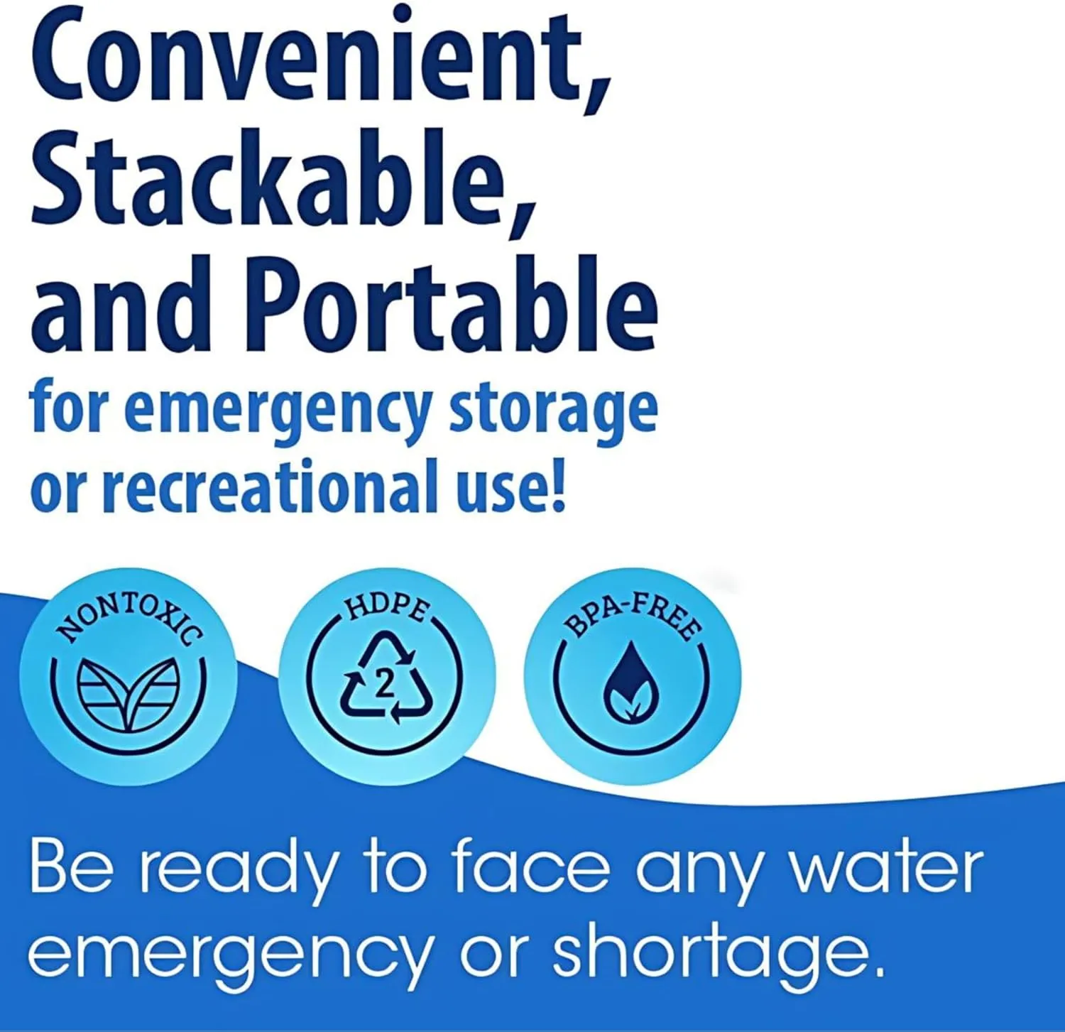 Emergency Water Storage Containers - 5 Gallon Each Water Storage Tank w/Lids   Spigot - Water Storage Container, Emergency Water Container, Survival Storage Tank - Stackable (30 Gallons (6 Tanks))