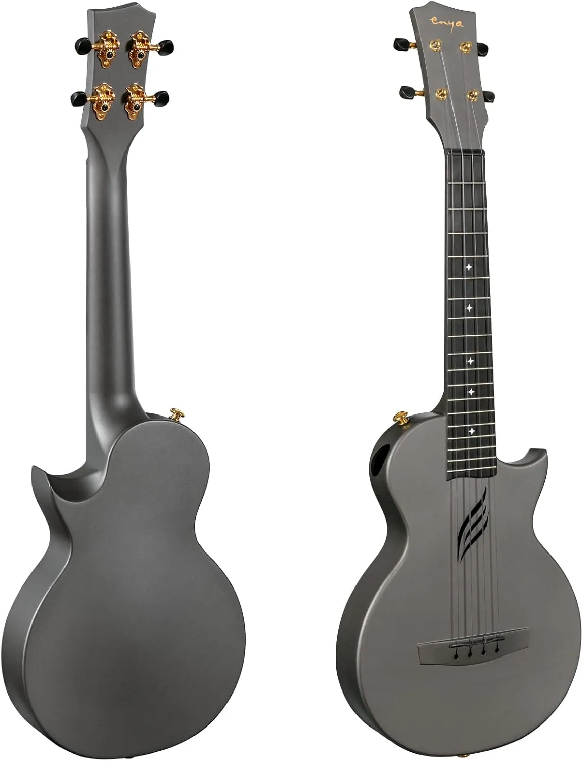 Enya Tenor Ukulele 26 Inch Carbon Fiber Cutaway Travel Ukelele for Adult with Beginner Bundle Kit Including Case, Strap, Capo and Strings（Nova U Pro Black）