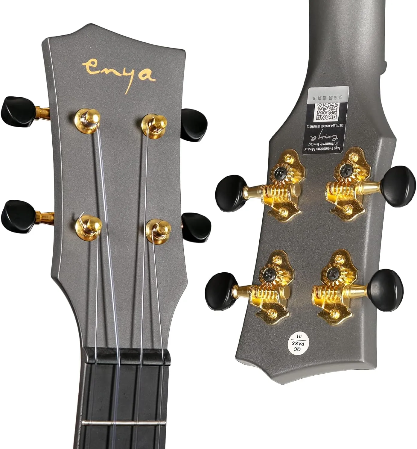 Enya Tenor Ukulele 26 Inch Carbon Fiber Cutaway Travel Ukelele for Adult with Beginner Bundle Kit Including Case, Strap, Capo and Strings（Nova U Pro Black）
