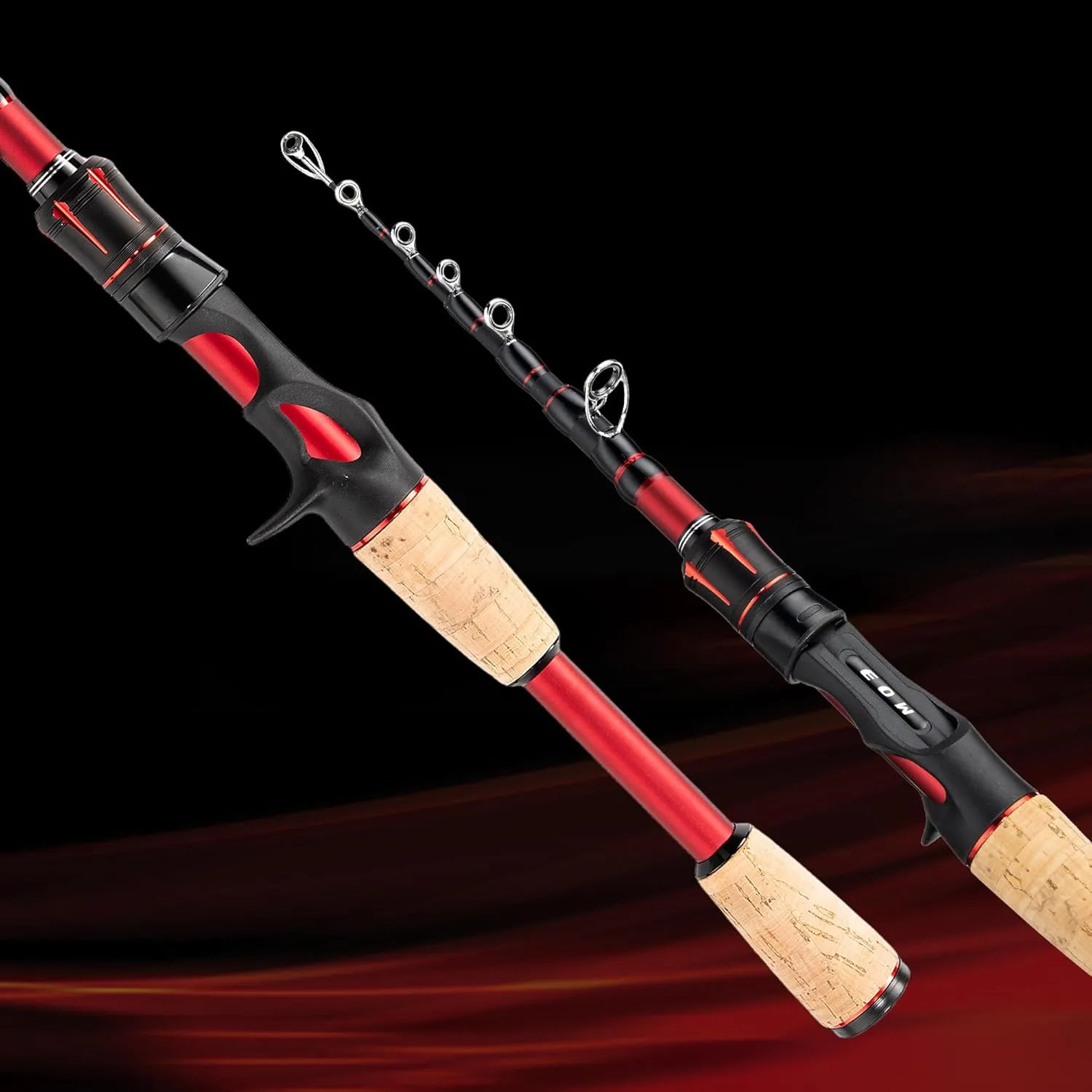 EOW XPEDITE LITE Portable Telescopic Fishing Rods & Combo, Spinning & Casting Fishing Poles, 24T Carbon Rod Blanks, Solid Carbon Tip, Split Cork Grips, Travel Rod, Combos with 5 1BB Spinning Reel