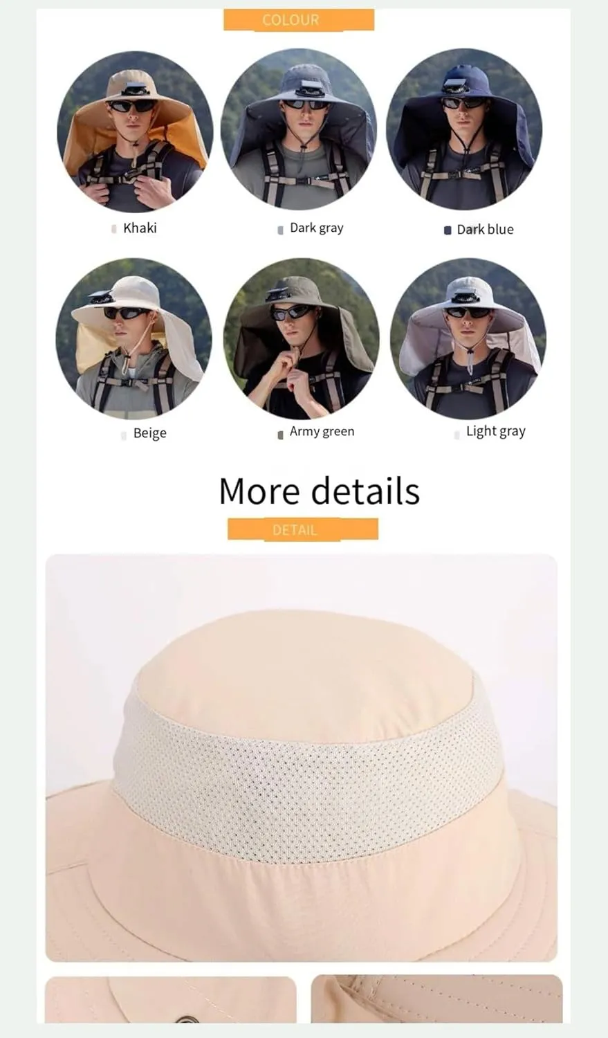 Essential for Outdoors! Extra - Large Brim Solar - Powered Fan Neck - Flap Sun Protection Fishing & Hiking Hat