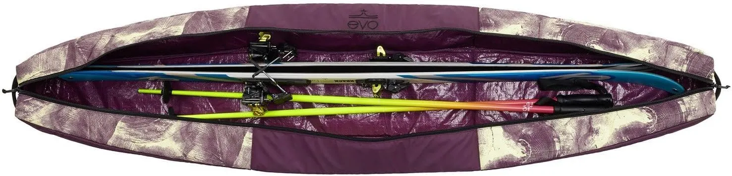 evo Padded Single Ski Bag - Durable 600D Recycled PET Ripstop | Removable Shoulder Strap | Fits Skis & Poles | Lightweight & Protective