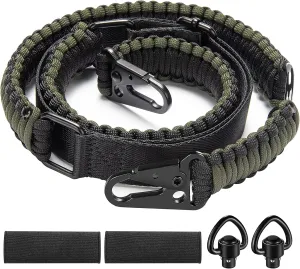 EZshoot Two Point Slings 550 Paracord Sling Adjustable Strap with Metal Hook and Solid Swivels for Outdoor