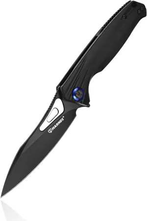 Falcon Pocket Knife with BOHLER K110 Steel Folding Knife with G10 Handle (Black Black titanium)