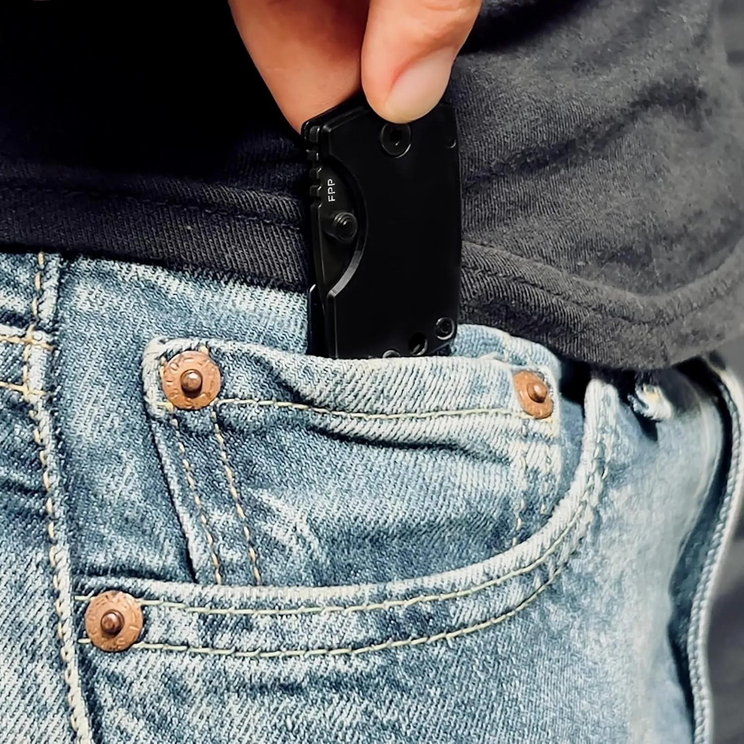 FAT PP Pocket Knife - 5th pocket EDC folding knife (Black)