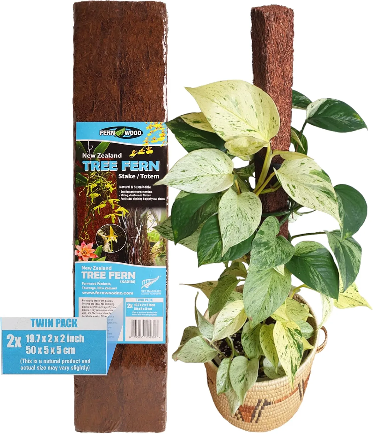 Fernwood Tree Fern Totem Board- for Orchids, Aroids, and Other Climbing Plants | Soft, Durable, Fibrous | Natural and Sustainable | 2 Pack | 19.7x2x2
