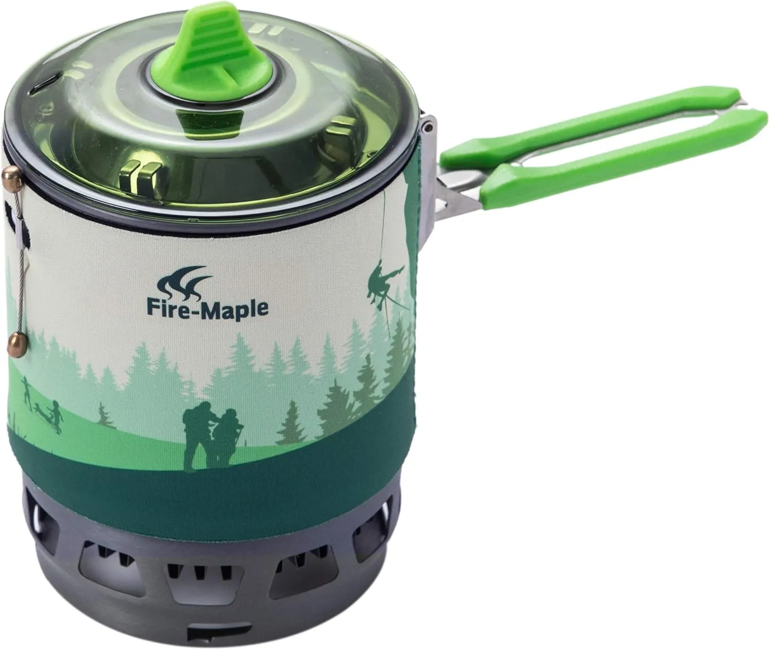 Fire-Maple "Fixed Star 3" Personal Cooking System | Pot/Jet Burner Stove System with Electric Ignition | Ideal for Hiking, Camping, Backpacking, Fishing, Hunting Trips and Emergency Use, Green