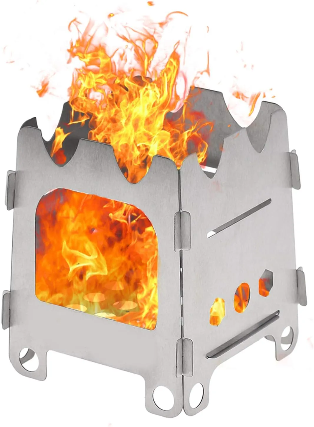 Fire Pit, Camping Stove Portable Folding Stainless Steel Stove Wood Burning Stove Lightweight,Compact,Durable for Outdoor Backpacking Hiking Traveling Picnic BBQ
