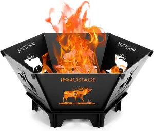 Fire Pit for Camping- 23Inch Small Collapsible Firepit for Patio Outside Wood Burning Outdoor Indoor BBQ Picnic Foldable Fire Pits Bonfire of Backyard Patio with Portable Tote Bag