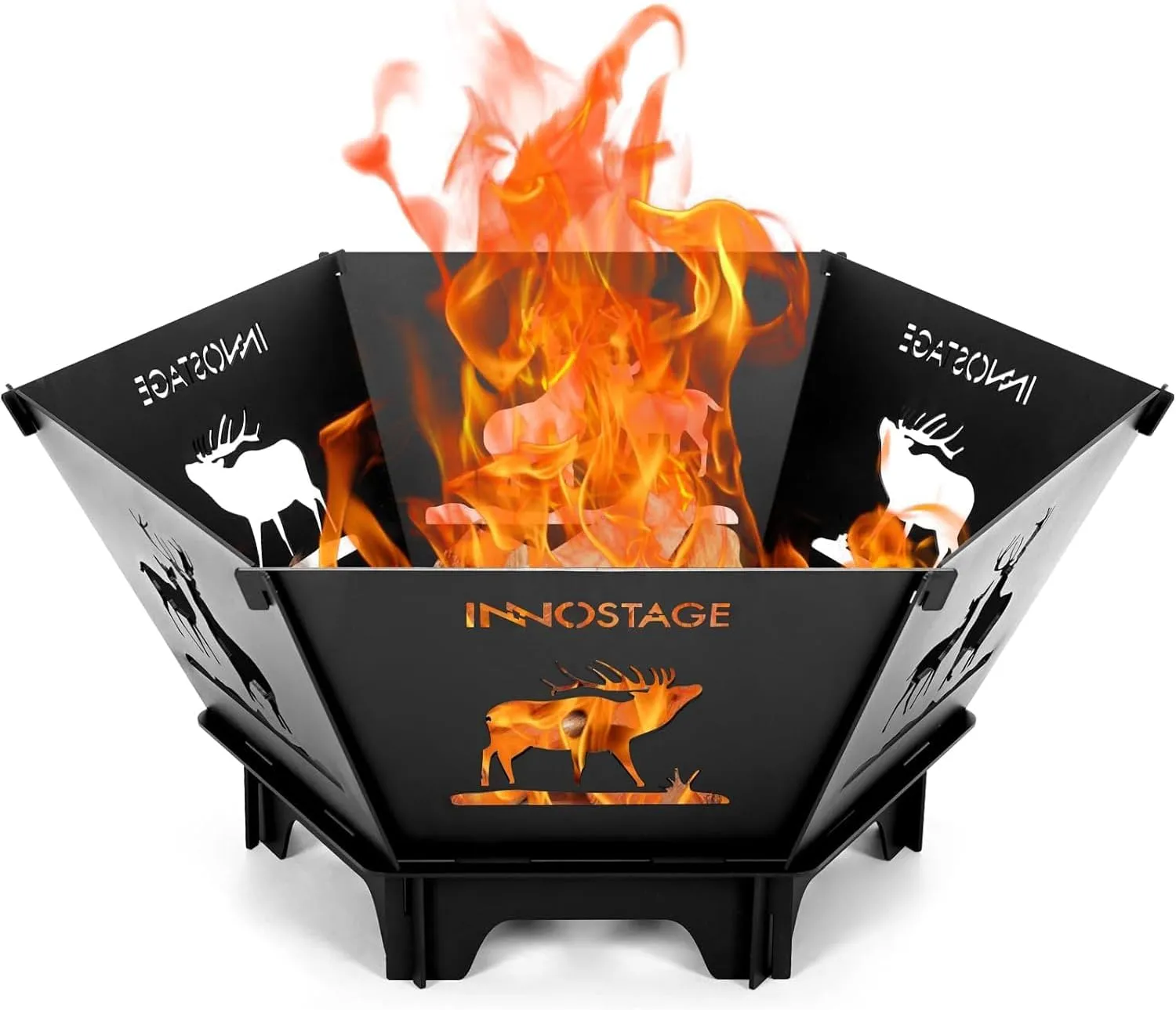 Fire Pit for Camping- 23Inch Small Collapsible Firepit for Patio Outside Wood Burning Outdoor Indoor BBQ Picnic Foldable Fire Pits Bonfire of Backyard Patio with Portable Tote Bag