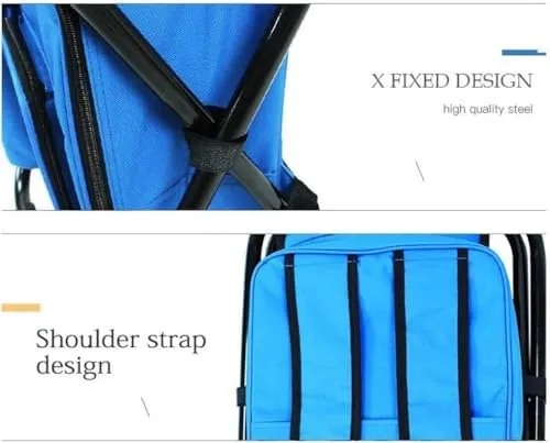 Fishing Chair Bag Folding Camping Stool Portable Backpack Cooler Picnic Bag Hiking Travel Seat Table Bag(Color:Black)