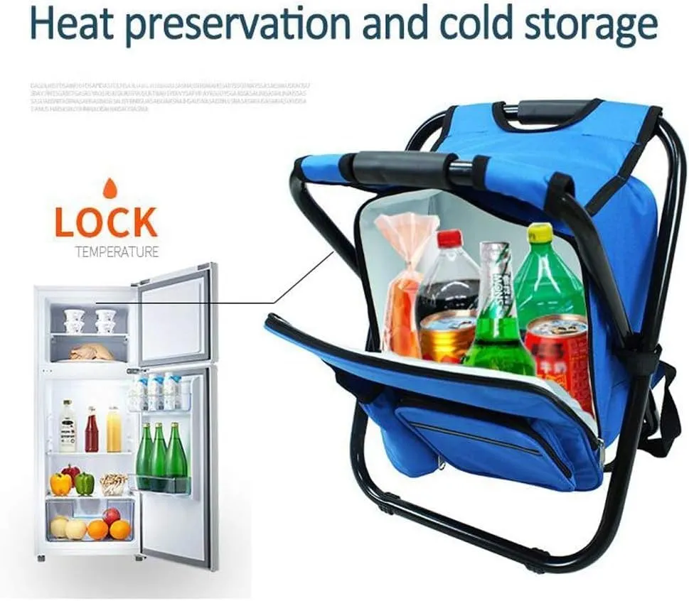 Fishing Chair Bag Folding Camping Stool Portable Backpack Cooler Picnic Bag Hiking Travel Seat Table Bag(Color:Black)