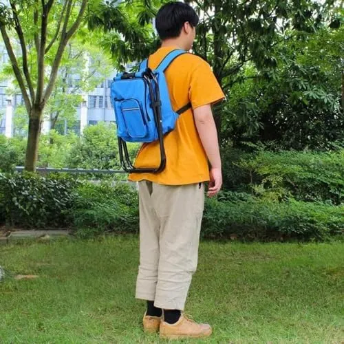 Fishing Chair Bag Folding Camping Stool Portable Backpack Cooler Picnic Bag Hiking Travel Seat Table Bag(Color:Black)