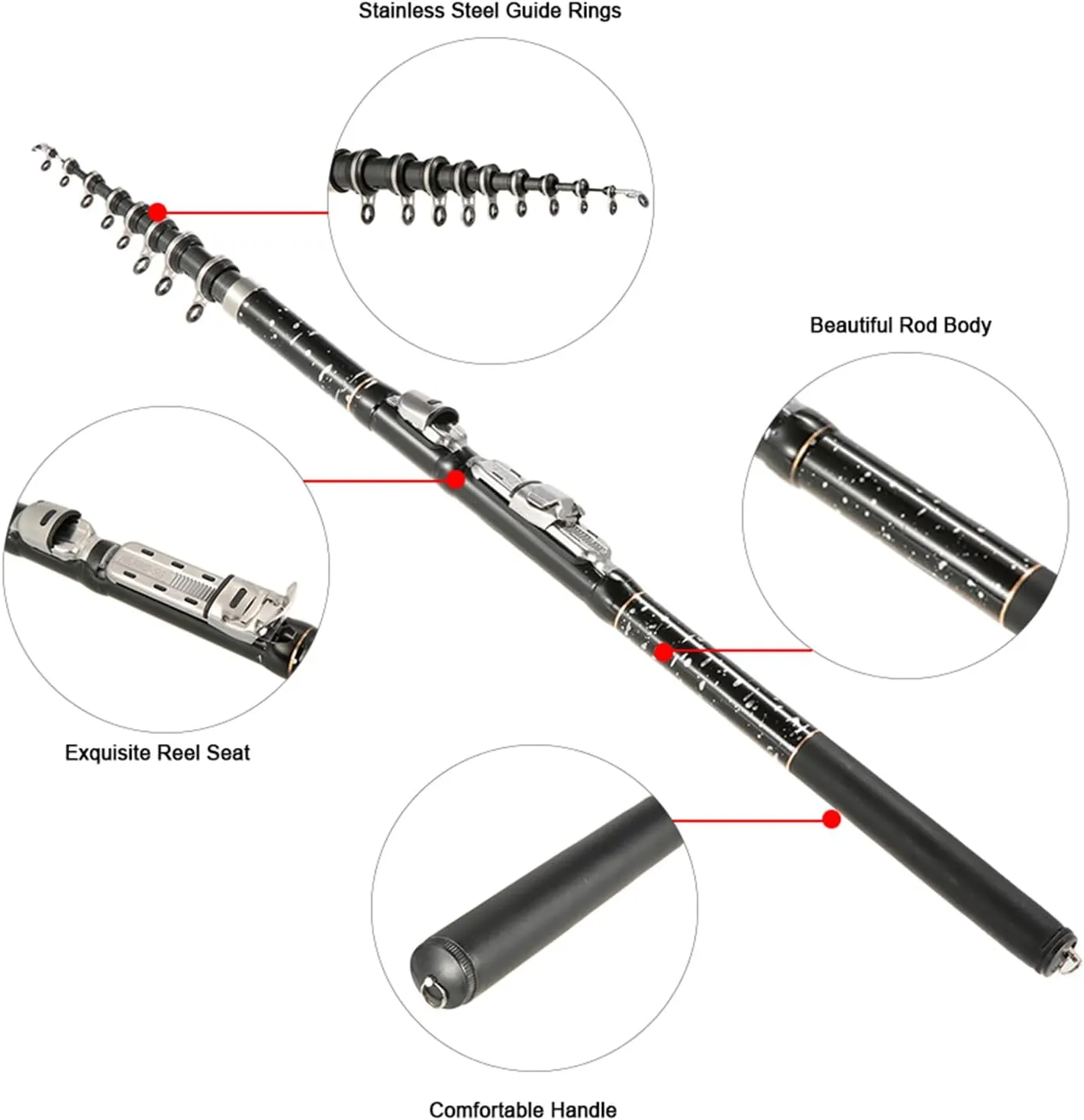Fishing Rod, Carbon Fiber Telescopic Fishing Rods Fishing Pole Telescopic Fishing Rod Telescopic Travel Saltwater Freshwater Fishing