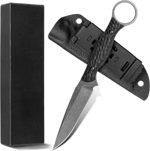 Fixed Blade Knife with Kydex Sheath,EDC Full Tang Survival Knife,G10 Handle & 440C Stainless Steel,Indispensable Portable Outdoor Tool for Daily Use.Suitable Gifts for Father, Friends