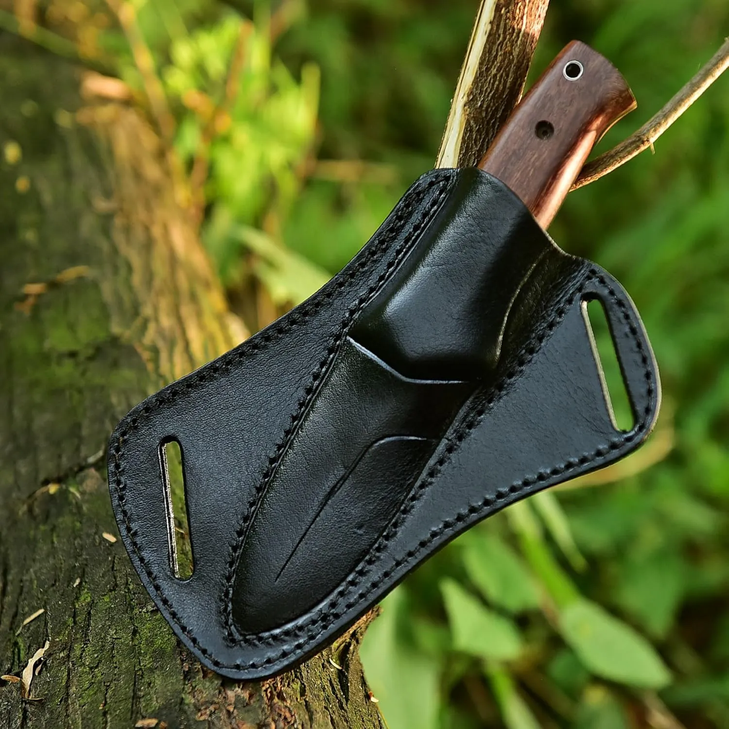 Fixed Blade Tracker Knife - 9.6 Inch Stainless Steel Razor Sharp Blade Full Tang Bushcraft Knife with Premium Leather Sheath. Ideal For Hunting, Outdoor Camping, Hiking, Skiing