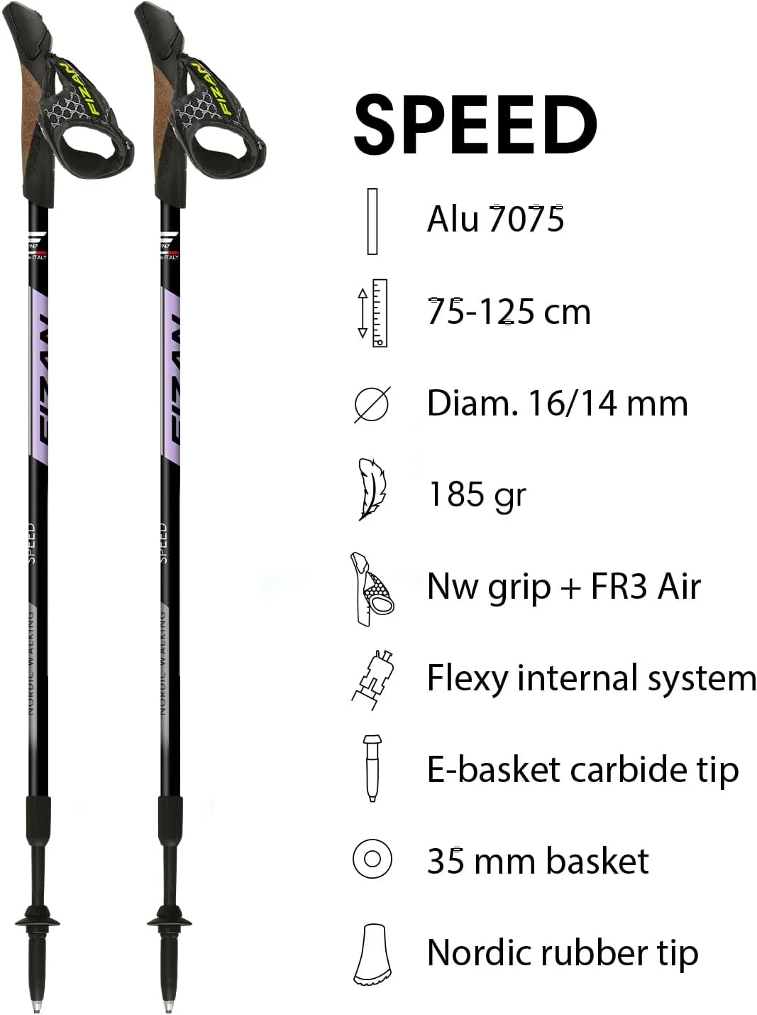 FIZAN Speed Model, Swift Nordic Aluminium Walking Poles