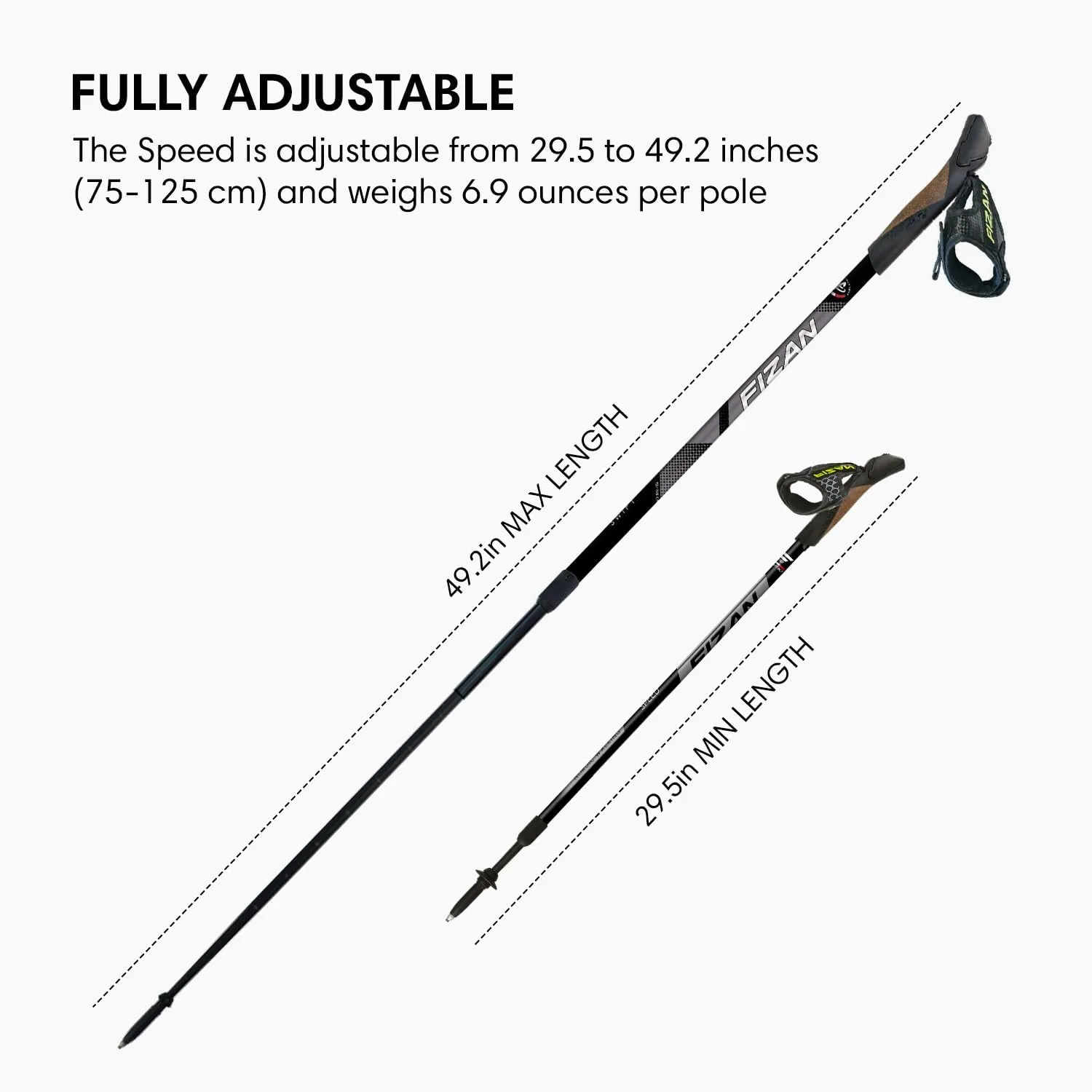 FIZAN Speed Model, Swift Nordic Aluminium Walking Poles