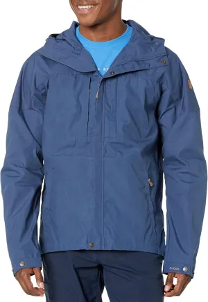 Fjällräven Skogsö Jacket Coats for Men - Leather Details, Two Chest and Two Hand Pockets, and Fixed Two Way Adjustable Hood