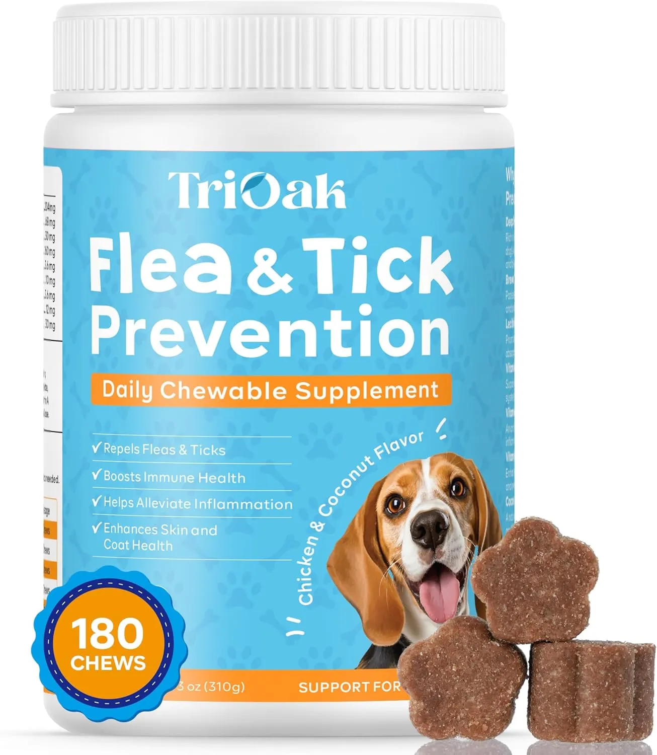 Flea and Tick Prevention for Dogs Chewable: Natural Soft Dog Treats, Oral Pet Treatment for Dogs Health & Immunity - Daily Supplement & Repellent Chews for Small, Large Dog, Puppy Flea & Tick Control