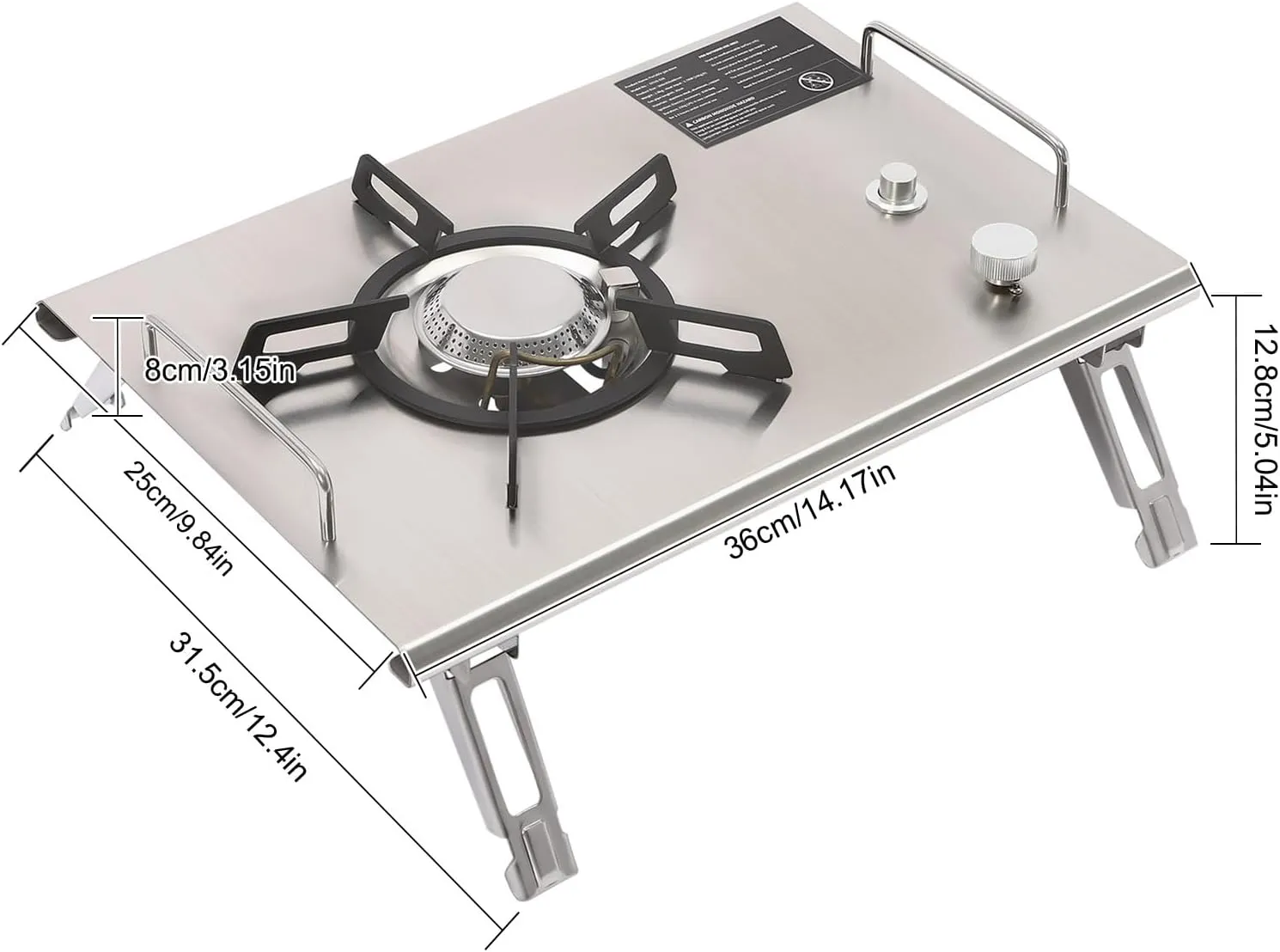 Foldable Single-Burner Gas Stove Propane Camping Stove for BBQ, Electronic Ignition Outdoor Camping Cooking Stove (Silver)