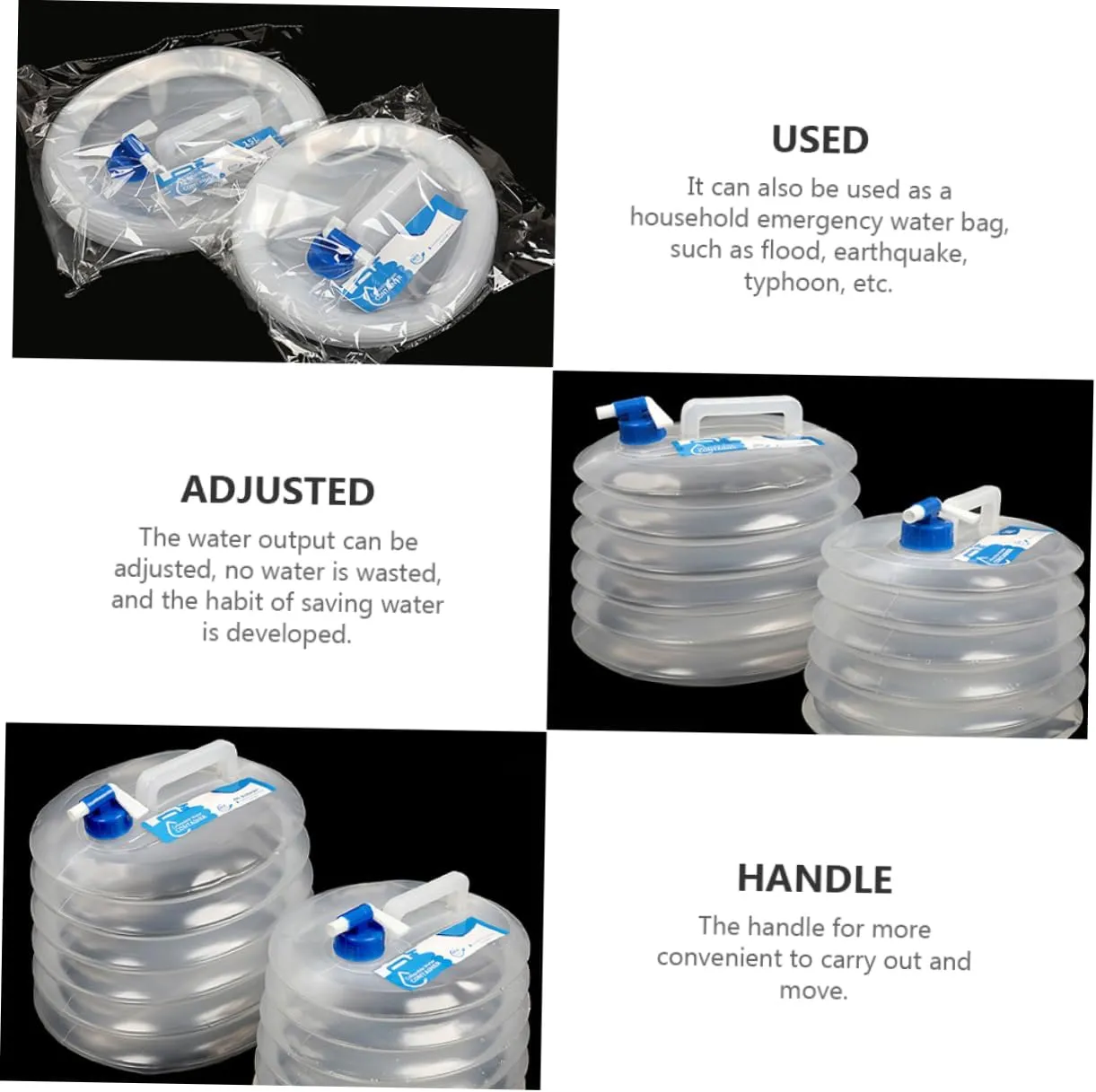 Foldable Water Tank Collapsible Water Bucket Outdoor Bag Pe Material Sturdy Construction
