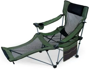 Folding Camp Chair Adults Portable Outdoor Folding Chairs Reclining Camping Chairs with Footrest Compact Recliner for Camping Hiking Beach Fishing Garden