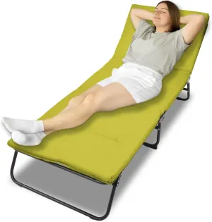 Folding Camping Cot for Adults, 5-Angle Adjustable Camping Cot Heavy Duty Outdoor Bed with Carry Bag, 1200 D Layer Oxford Travel Camp Cots(Green)