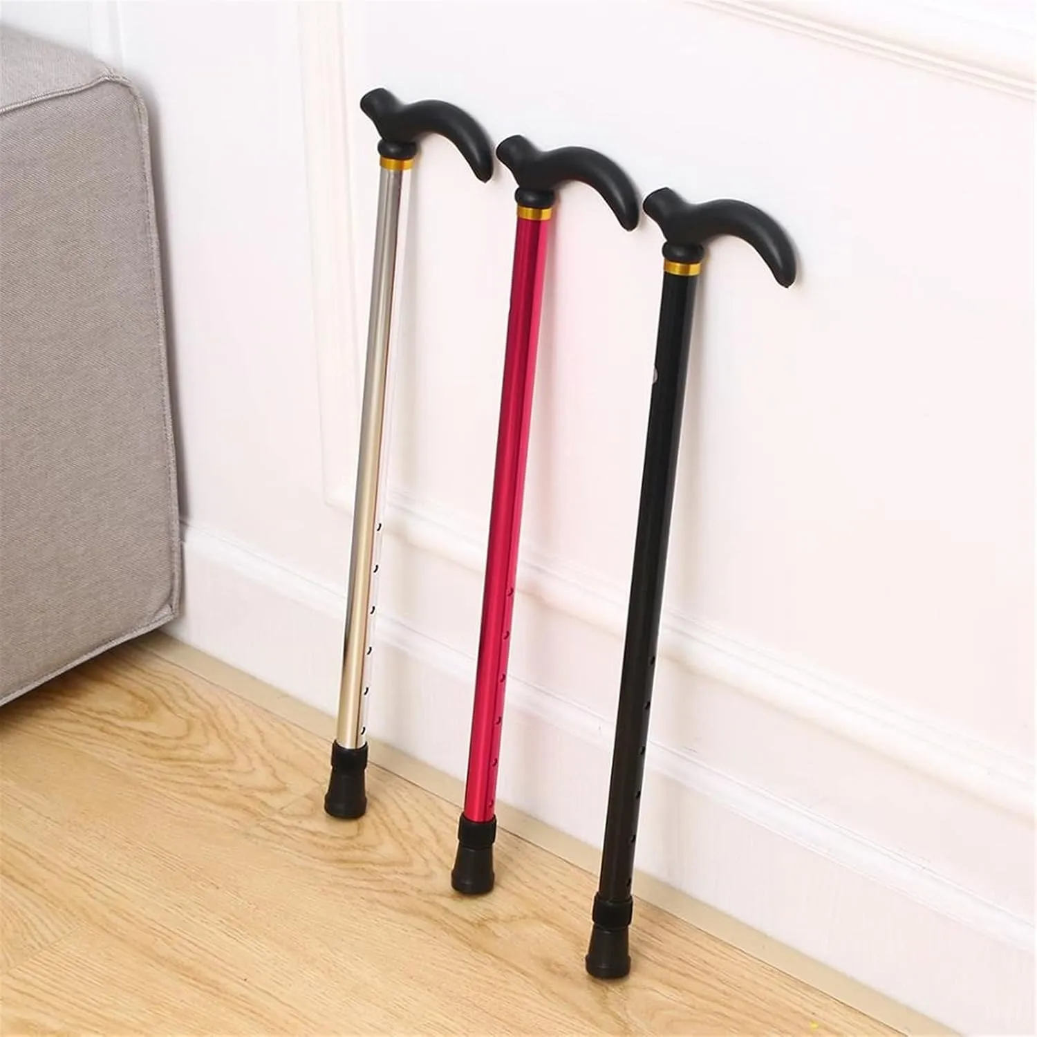 Folding Cane for The Elderly 2 Section Adjustable Walking Stick Cane Anti-Skid Anti Shock Cane 4 Head Crutch for Old Man Hiking Trekking Poles Cane Stick Convenient Stability and Durability