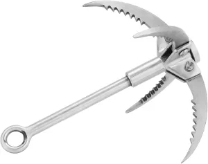 Folding Grappling Hook, Stainless Steel Large Grappling Hook Load 350kg 4 Claw Grapple Hooks Survival Tool Hiking Tree Rock Mountain Climbing Equipment