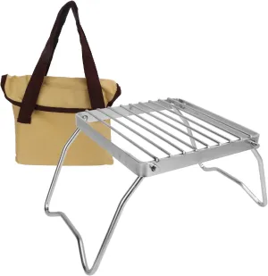 Folding Grill, Stainless Steel Collapsible Camping Stove Grate Rack Net, Compact and Lightweight for Barbecues, Picnics, Camping and Backpacking